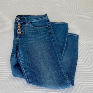 Express Mid Rise Button Fly Jeans | 6 Short | Medium Wash